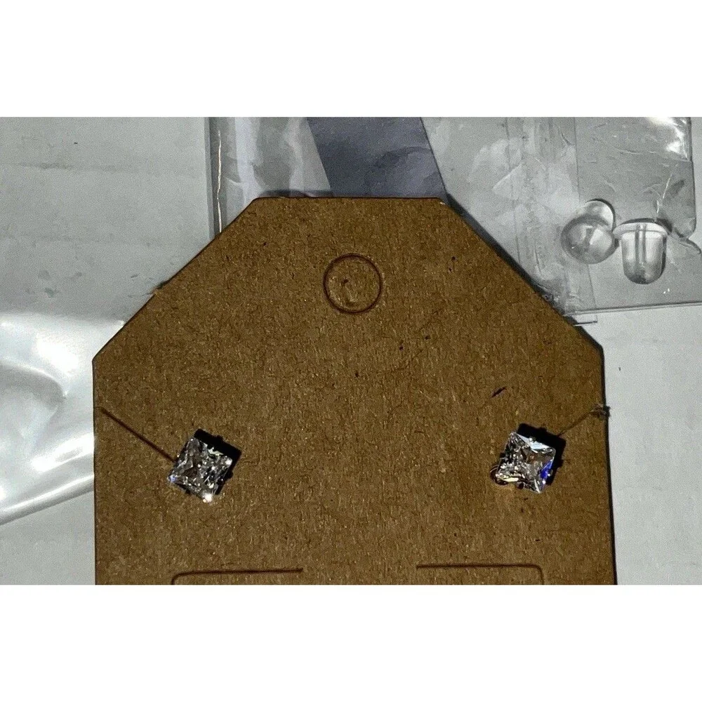 Cubic Zirconia Stud Earrings Hypoallergenic Surgical Steel Sensitive Ear New